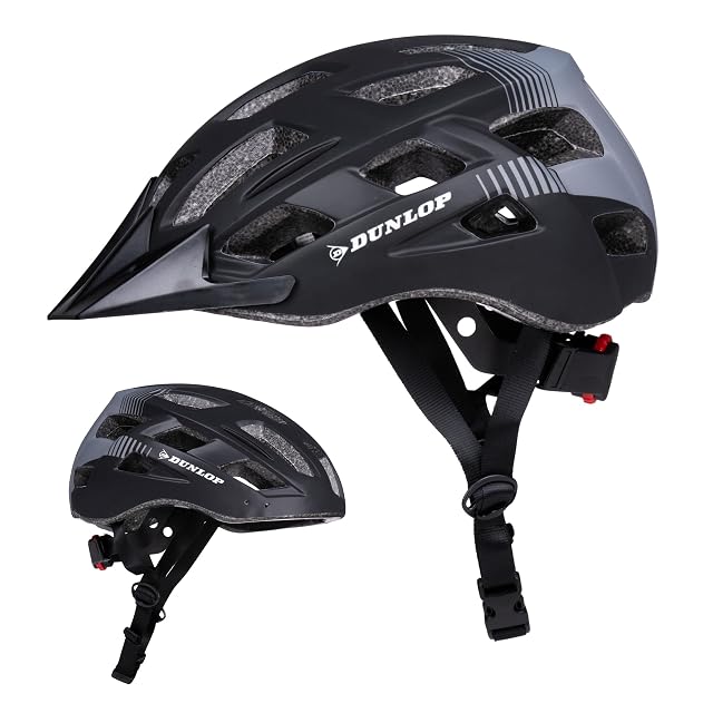Dunlop Fahrradhelm für Erwachsene mit abnehmbarem Schild und rotem Drehrad