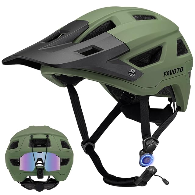 Favoto Mountainbike-Helm in Armeegrün mit verlängertem Schild