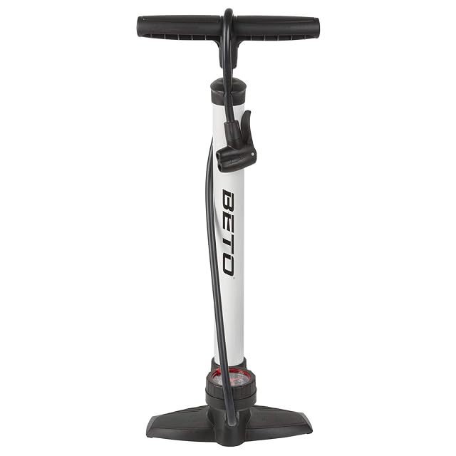 Beto Standpumpe aus Stahl in Weiß mit Manometer und weichem Griff