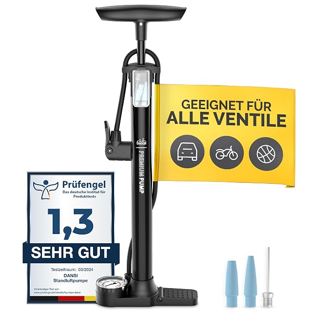 DANSI Basic Standpumpe mit breitem Fuß, Schlauch und Manometer