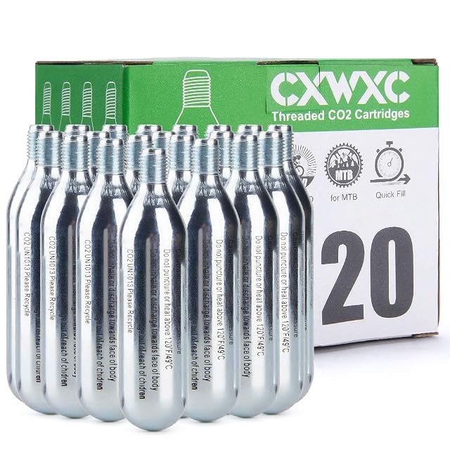CXWXC Paket mit zwanzig CO2-Kartuschen und einem Zwei-in-eins-Adapterkopf
