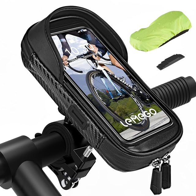 LEMEGO wasserabweisende Fahrrad-Handytasche am Lenker montiert