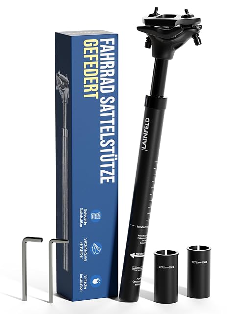 LAINFELD gefederte Sattelstütze mit sichtbarer Federmechanik